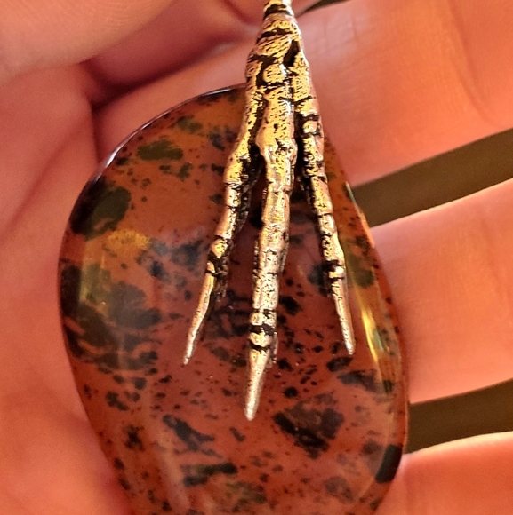 New Mahogany Obsidian 925 Silver Claw Foot Pendant. - Picture 3 of 16
